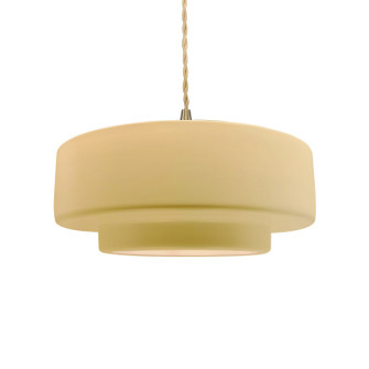 Radiance One Light Pendant in Muted Yellow (102|CER-6543-MYLW-BRSS-BEIG-TWST)