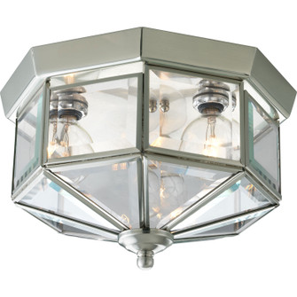 Beveled Glass Three Light Flush Mount in Brushed Nickel (54|P5788-09)