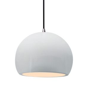 Radiance One Light Pendant in Gloss White (outside and inside of fixture) (102|CER-6533-WTWT-NCKL-BKCD)