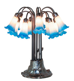 Pink/Blue Tiffany Pond Lily 12 Light Table Lamp in Mahogany Bronze (57|273109)