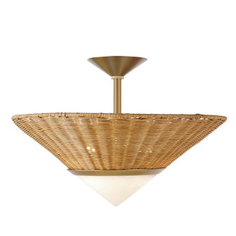 Calista Three Light Flush Mount in Natural/White/Antique Brass (314|DFC13)