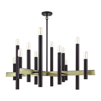 Helsinki 12 Light Foyer Chandelier in Bronze with Antique Brass (107|49997-07)