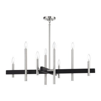 Denmark Eight Light Chandelier in Brushed Nickel with Black (107|49347-91)