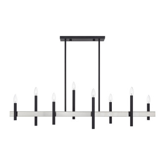 Denmark Eight Light Linear Chandelier in Black with Brushed Nickel (107|49338-04)