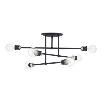 Delacroix Six Light Semi-Flush Mount in Black with Brushed Nickel (107|47178-04)