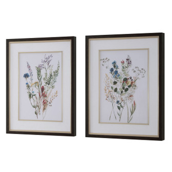 Delicate Flowers Framed Prints, S/2 in Dark Wood Grain (52|32341)