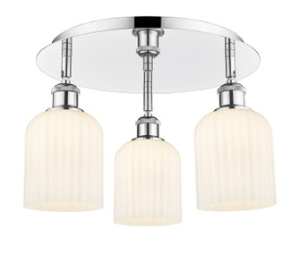 Downtown Urban Three Light Flush Mount in Polished Chrome (405|516-3C-PC-G559-5GWH)