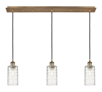 Downtown Urban Three Light Linear Pendant in Brushed Brass (405|123B-3P-BB-G434-7DE)