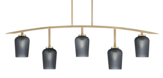 Kurve Five Light Billiard/Island in New Age Brass (200|3745-NAB-4252)