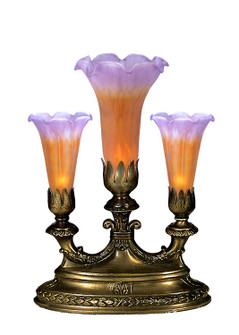 Amber/Purple Tiffany Pond Lily Three Light Accent Lamp in Mahogany Bronze (57|17680)