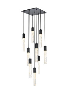 Aurora Nine Light Pendant in Black and Clear (173|2088D20BK)