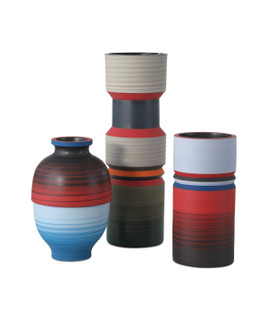 Happy 80's Collection Vase Set of 3 in Black / Blue / Red / Pale Gray / Orange (142|1200-0929)