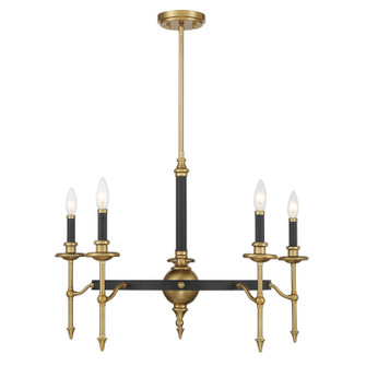 Consulate Five Light Chandelier in Matte Black and Warm Brass (51|1-9511-5-143)
