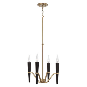 Enzo Four Light Chandelier in Aged Brass and Black (65|453841AB)