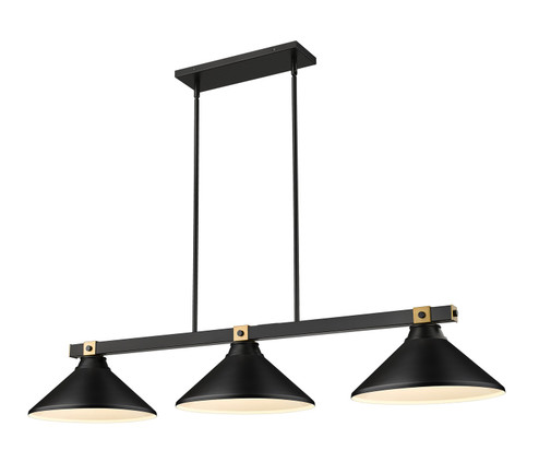Bronte Three Light Billiard in Matte Black + Rubbed Brass (224|1955-3MB-RB-MMB)