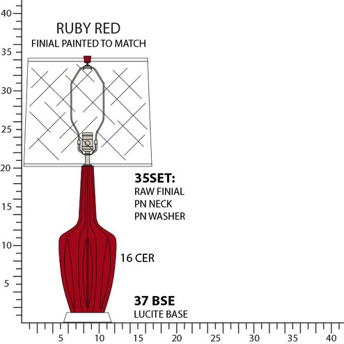 Emma One Light Table Lamp in Ruby Red Glazed Ceramic w/Polished Nickel and a Lucite Base (165|RR37)