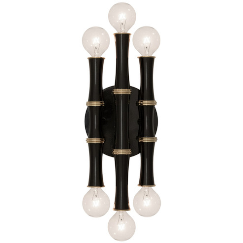 Kane Six Light Wall Sconce in Obsidian w/Modern Brass (165|OS75)