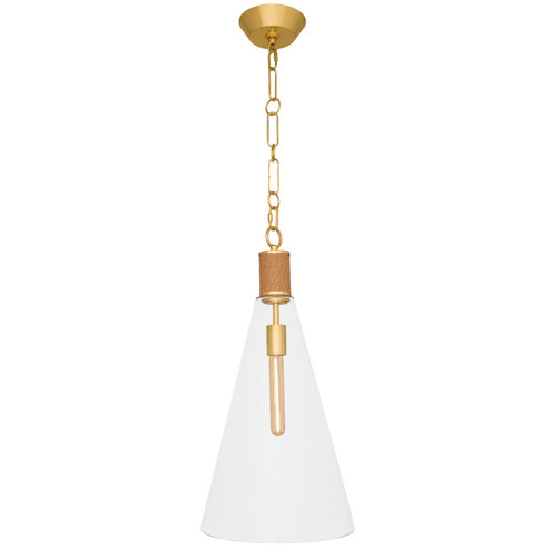 Hatteras One Light Pendant in Natural Rope w/Modern Brass and Clear Glass Shade (165|479)
