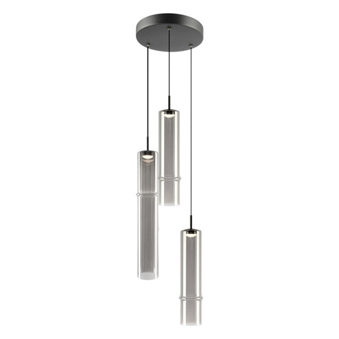 Bambu Three Light Pendant in Matte Black + Smoked Glass (423|C30603MBSM)