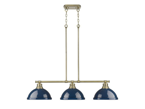 Duncan Three Light Linear Pendant in Aged Brass (62|3602-3LP AB-NVY)