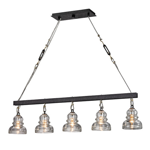 Menlo Park Five Light Linear Pendant in Textured Iron (67|F6058-TRN)