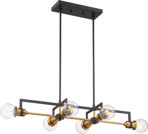 Intention Six Light Island Pendant in Warm Brass / Black (72|60-6977)