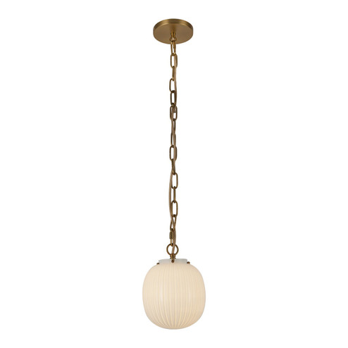 Cherise One Light Pendant in Brushed Gold/Glossy Ribbed Opal Glass (452|PD579107BGGR)
