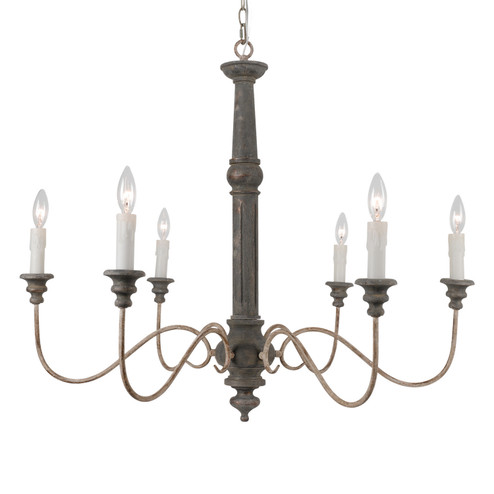 Andrea Six Light Chandelier in Charred Oak Patina (374|H9111-6)