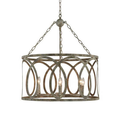 Palma Six Light Chandelier in Stonewashed Patina (374|H7122R-6GY)