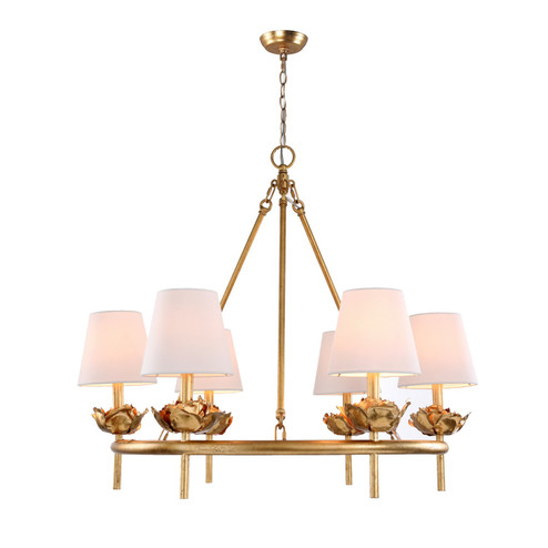 Rosalba Six Light Chandelier in Gold Leaf (374|H23107R-6G)