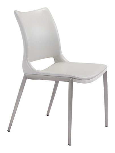 Ace Dining Chair in White, Silver (339|101279)