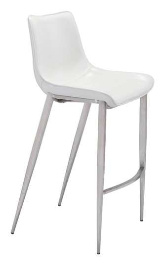 Magnus Bar Chair in White, Silver (339|101275)