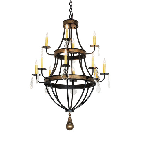 Georgetown 12 Light Chandelier in Textured Black & Brushed Gold (57|283052)