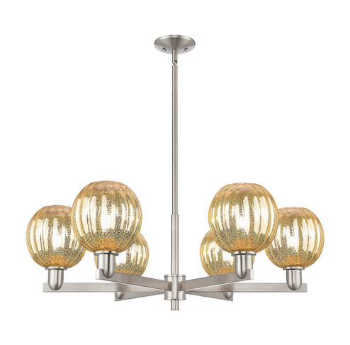Arcadia Six Light Chandelier in Satin Nickel (405|716-6CR-SN-G458-7ME)
