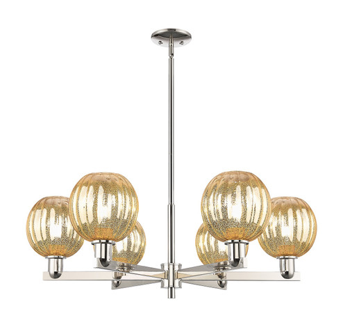 Arcadia Six Light Chandelier in Polished Nickel (405|716-6CR-PN-G458-7ME)