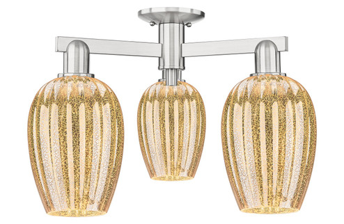 Arcadia Three Light Semi-Flush Mount in Brushed Satin Nickel (405|716-3F-SN-G457-6ME)