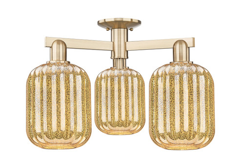 Arcadia Three Light Semi-Flush Mount in Champagne Bronze (405|716-3F-CB-G460-7ME)