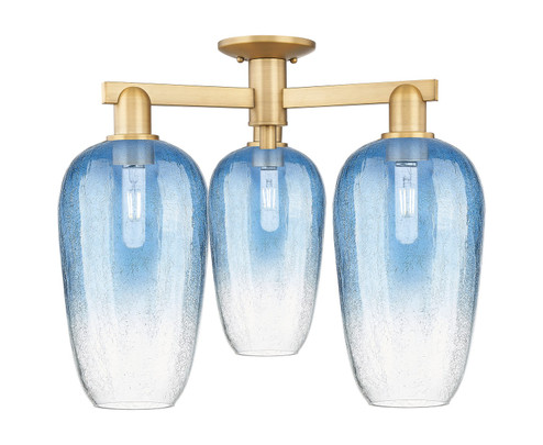 Arcadia Three Light Semi-Flush Mount in Brushed Brass (405|716-3F-BB-G484-7SB)