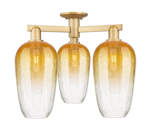 Arcadia Three Light Semi-Flush Mount in Brushed Brass (405|716-3F-BB-G484-7AM)