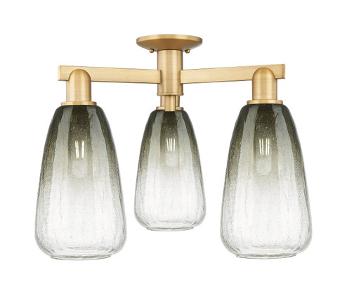 Arcadia Three Light Semi-Flush Mount in Brushed Brass (405|716-3F-BB-G480-6SL)