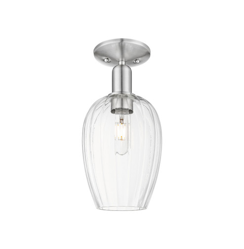 Arcadia One Light Semi-Flush Mount in Brushed Satin Nickel (405|716-1C-SN-G457-6CL) Arcadia One Light Semi-Flush Mount in Brushed Satin Nickel (405|716-1C-SN-G457-6CL)