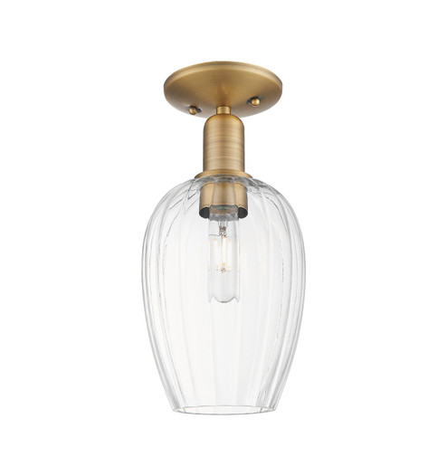 Arcadia One Light Semi-Flush Mount in Brushed Brass (405|716-1C-BB-G457-6CL)