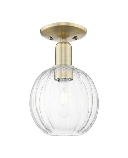 Arcadia One Light Semi-Flush Mount in Antique Brass (405|716-1C-AB-G458-7CL)