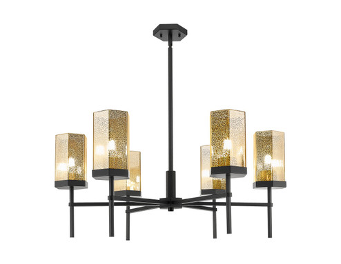 Downtown Urban Six Light Chandelier in Matte Black (405|463-6CR-BK-G463-8ME)