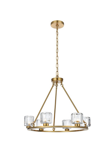 Cadence Six Light Chandelier in Satin Gold and Clear (173|5100D26SG)