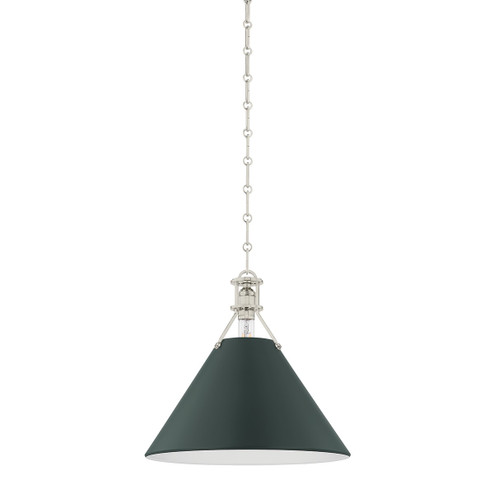 Painted No. 2 One Light Pendant in Polished Nickel/Soft Studio Green (70|MDS352-PN/SSG)