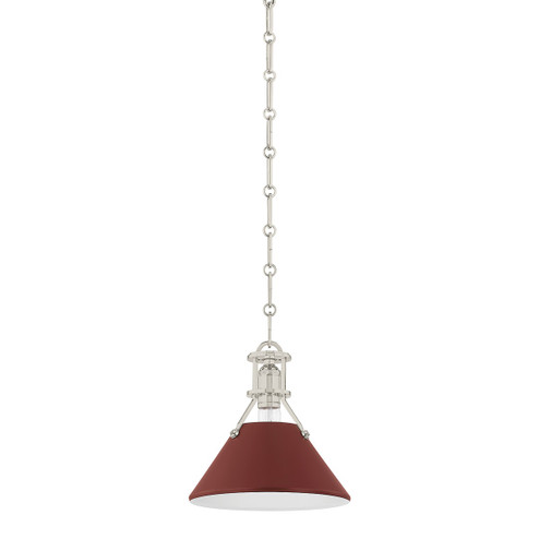 Painted No. 2 One Light Pendant in Polished Nickel/Soft Crimson (70|MDS351-PN/CRN)