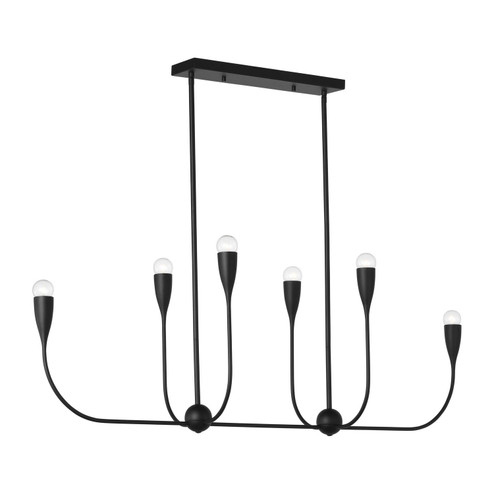 Maya Six Light Linear Chandelier in Midnight Black (1|GLC1226MBK)