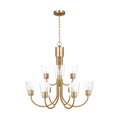 Miles Nine Light Chandelier in Satin Brass (1|GLC1169SB)