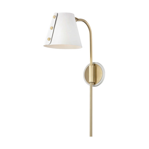 Meta LED Wall Sconce in Aged Brass/Soft Off White (428|HL174201-AGB/WH)